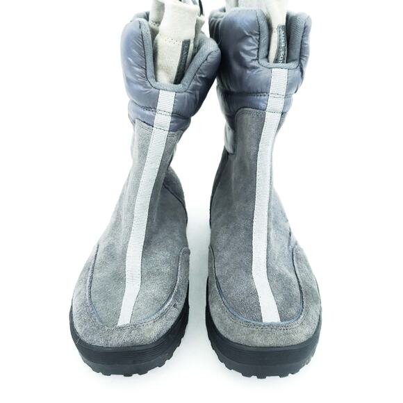 Lands End Suede Boots Gray 406465 Size 9B Winter Boots Warm Pull On MidCalf - Picture 2 of 6